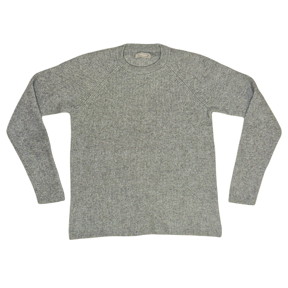Everlane Cashmere Sweater Women XL Gray Ribbed Knit Heavy Thick Crewneck Sweater